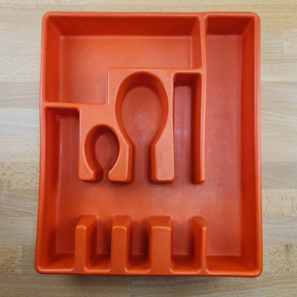 Vintage Retro Burnt Orange Silverware Tray Sorter
